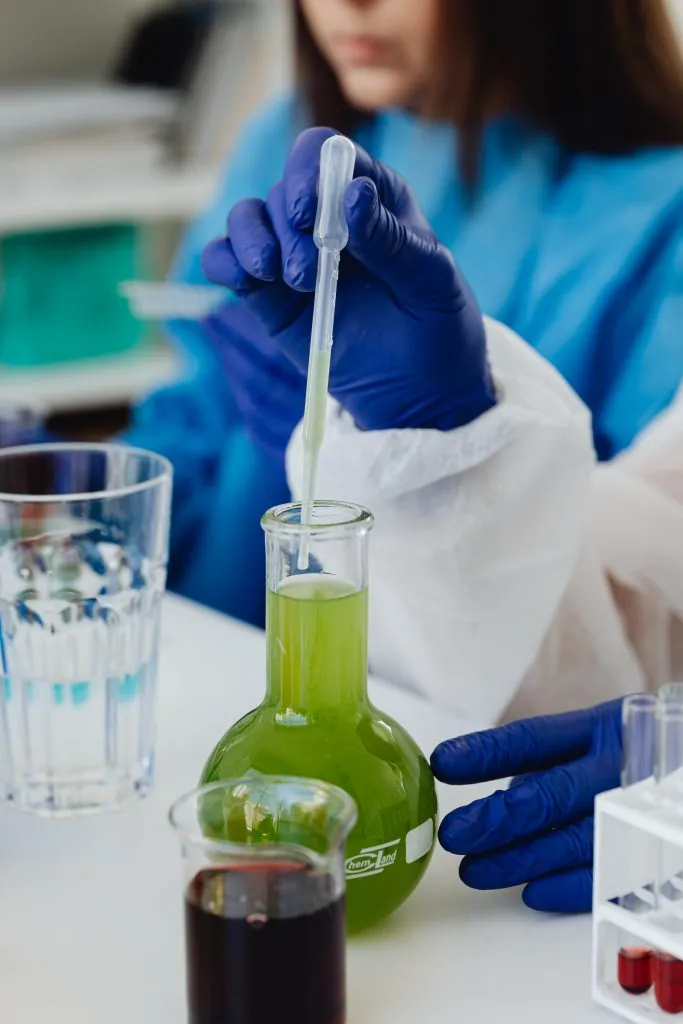 Algae samples in the lab