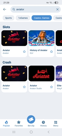 1xBet Aviator screenshot 1