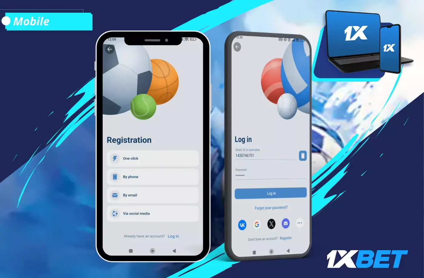 Register 1xBet Mobile App